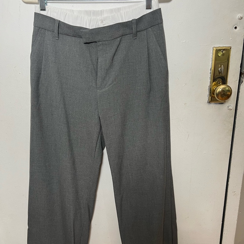 Double waisted straight leg trousers. Boxer like waist. Petite friendly.